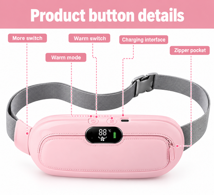 Period Cramp Relief Belt – Soothing Heat & Vibration Therapy for Menstrual Pain