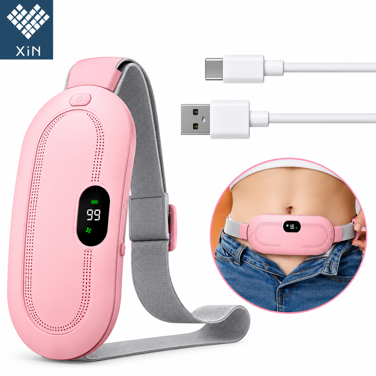 Period Cramp Relief Belt – Soothing Heat & Vibration Therapy for Menstrual Pain